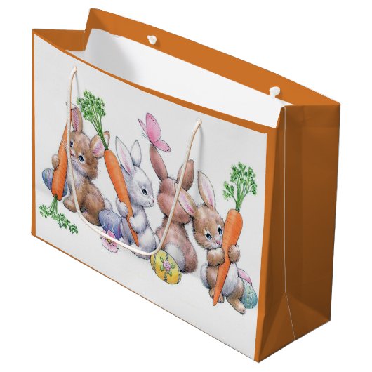 Cute retro  Easter bunnies Groot Cadeauzakje (Voorkant Gekanteld)