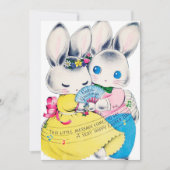Cute retro Easter bunnies toevoegen bericht Feestdagenkaart (Voorkant)
