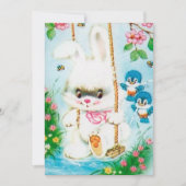 Cute retro Easter bunny add message card Feestdagenkaart (Voorkant)