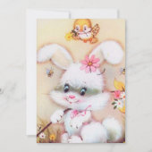 Cute retro  Easter bunny add message card Feestdagenkaart (Voorkant)