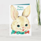 Cute retro Easter bunny add message Feestdagen Kaart (Voorkant)