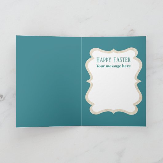 Cute retro  Easter bunny add message Feestdagen Kaart (Binnen)