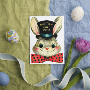 Cute retro Easter bunny add message Feestdagen Kaart
