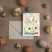 Cute retro  Easter bunny add message Feestdagen Kaart