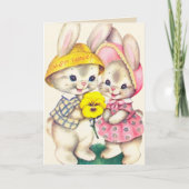 Cute retro  Easter bunny add message Feestdagen Kaart (Voorkant)
