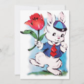 Cute retro Easter bunny add message Feestdagenkaart (Voorkant)