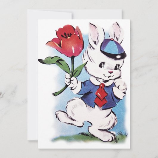 Cute retro Easter bunny add message Feestdagenkaart (Voorkant)