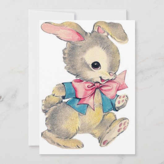 Cute retro  Easter bunny add message Feestdagenkaart (Voorkant)