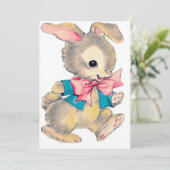Cute retro Easter bunny add message Feestdagenkaart (Staand voorkant)