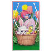 Cute retro  Easter bunny party Klein Cadeauzakje (Achterkant)