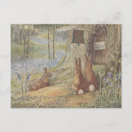 Cute Retro  Easter Bunny Rabbits Briefkaart