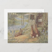 Cute Retro Easter Bunny Rabbits Briefkaart (Voorkant / Achterkant)