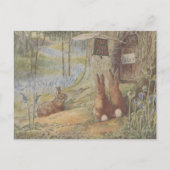 Cute Retro  Easter Bunny Rabbits Briefkaart (Voorkant)