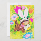 Cute retro Easter cat add message Feestdagenkaart (Voorkant)