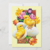 Cute retro Easter chick add message Feestdagenkaart (Voorkant)