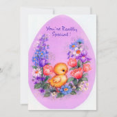 Cute retro Easter chick add message Feestdagenkaart (Voorkant)
