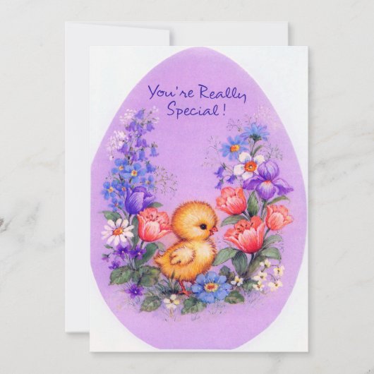 Cute retro Easter chick add message Feestdagenkaart (Voorkant)