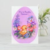 Cute retro Easter chick add message Feestdagenkaart (Staand voorkant)