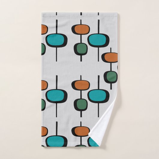 Cute retro elegant blauw oranje trendy patroon gri bad handdoek (Handdoek)