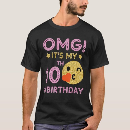 Cute  Retro Emotion Face OMG Het is mijn 10e B T-shirt (Voorkant)