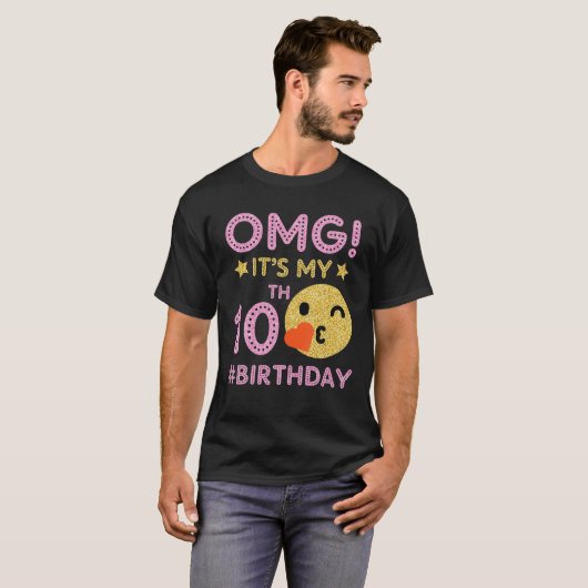 Cute  Retro Emotion Face OMG Het is mijn 10e B T-shirt (Voorkant volledig)