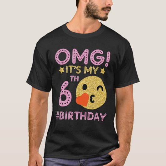 Cute  Retro Emotion Face OMG Het is mijn 6e Bi T-shirt (Voorkant)