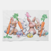 Cute retro  esaterbunnies theedoek (Horizontaal)