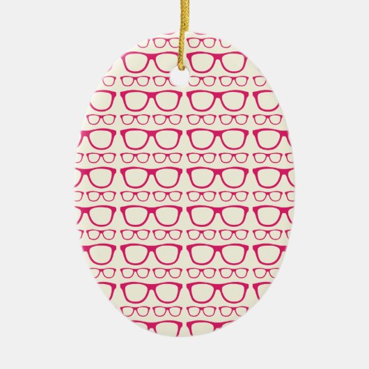 Cute Retro Eyeglass Hipster Keramisch Ornament (Voorkant)