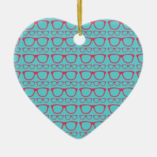 Cute Retro Eyeglass Hipster Keramisch Ornament (Voorkant)