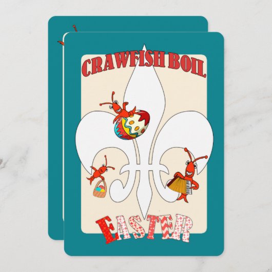 Cute Retro Feel Easter Crawfish Boil Kaart (Voorkant / Achterkant)