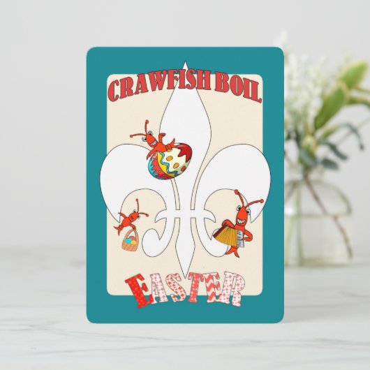 Cute Retro Feel Easter Crawfish Boil Kaart (Staand voorkant)
