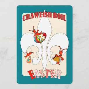 Cute Retro Feel Easter Crawfish Boil Kaart