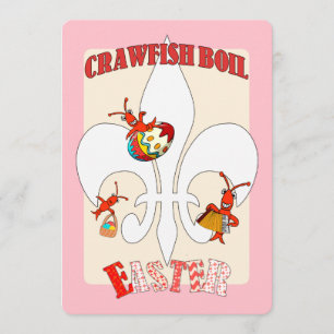 Cute Retro Feel Easter Crawfish Boil (roze) Kaart