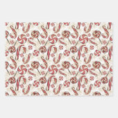 Cute Retro Festive Candy Cane Lollipops Pattern Inpakpapier Vel (Voorkant 2)