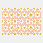 Cute Retro Floral Daisy Pattern Inpakpapier Vel (Voorkant 2)
