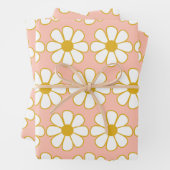 Cute Retro Floral Daisy Pattern Inpakpapier Vel (In situ)