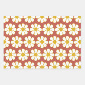 Cute Retro Floral Daisy Pattern Inpakpapier Vel (Voorkant 3)