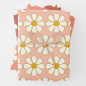 Cute Retro Floral Daisy Pattern Inpakpapier Vel (In situ)
