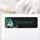 Cute Retro Floral Elephant Etiket (Insitu)