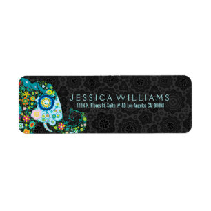 Cute Retro Floral Elephant Etiket