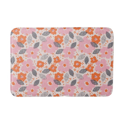 Cute Retro Floral Pattern Badmat (Voorkant)