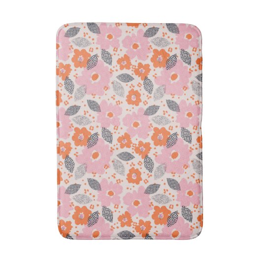 Cute Retro Floral Pattern Badmat (Voorkant Verticaal)
