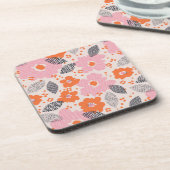 Cute Retro Floral Pattern Bier Onderzetter (Linkerzijde)