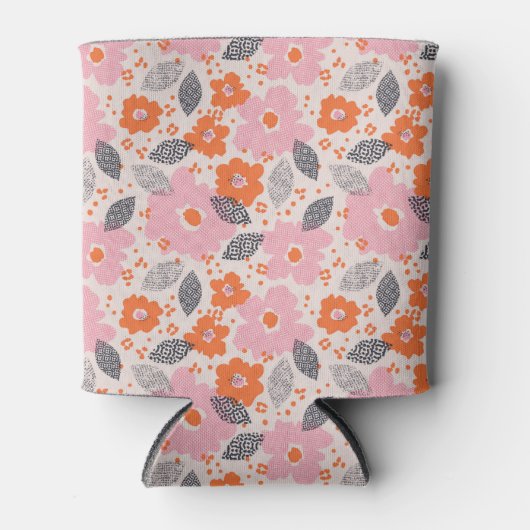 Cute Retro Floral Pattern Blikjeskoeler (Voorkant)