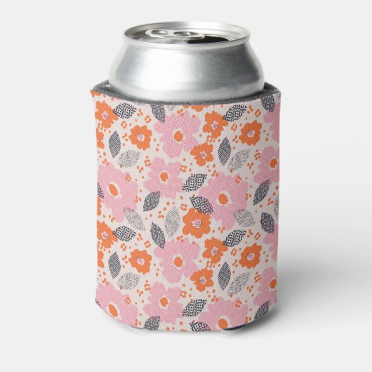 Cute Retro Floral Pattern Blikjeskoeler (Blikje Achterkant)