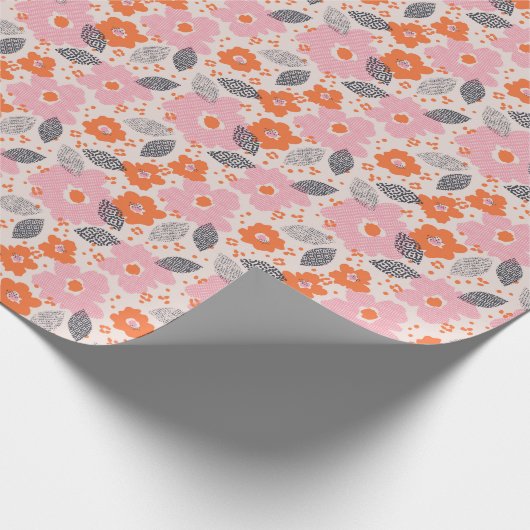 Cute Retro Floral Pattern Cadeaupapier (Hoek)