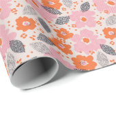 Cute Retro Floral Pattern Cadeaupapier (Rol Hoek)