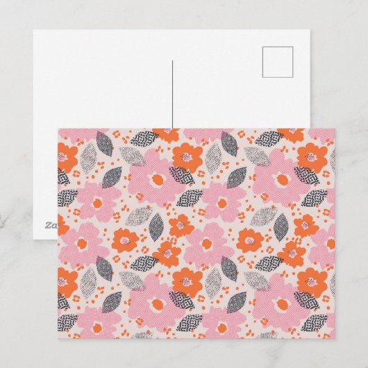 Cute Retro Floral Pattern Feestdagenkaart (Voorkant / Achterkant)