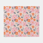 Cute Retro Floral Pattern Fleece Deken (Voorkant (Horizontaal))