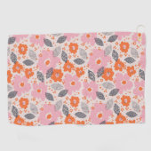 Cute Retro Floral Pattern Golfhanddoek (Horizontaal)